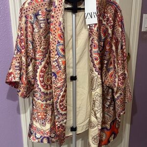Zara Multicolor Paisley Open Jacket